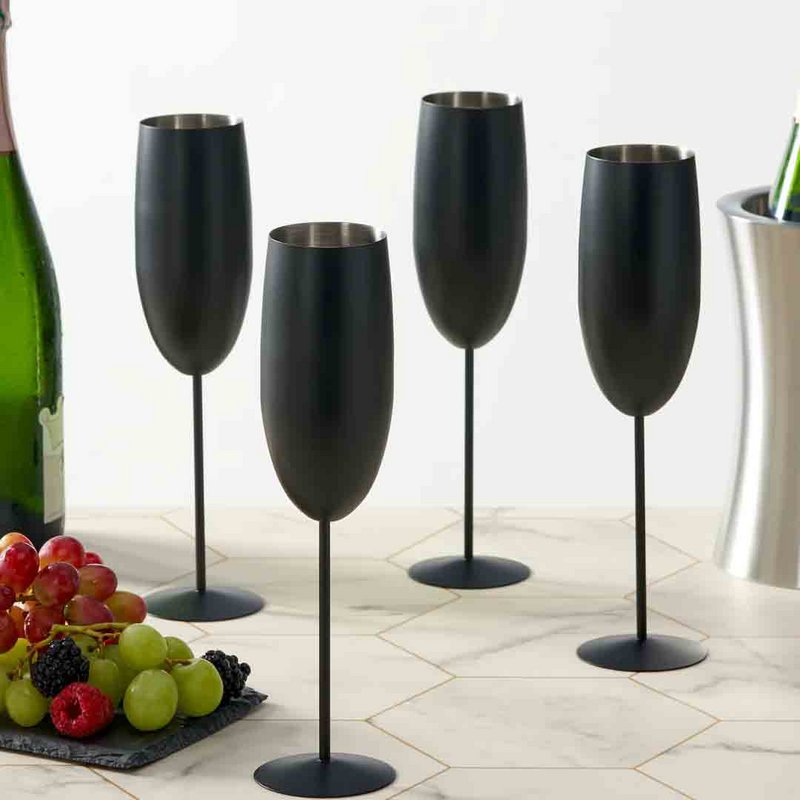 Champagne Flute black matt 4x28.5cl