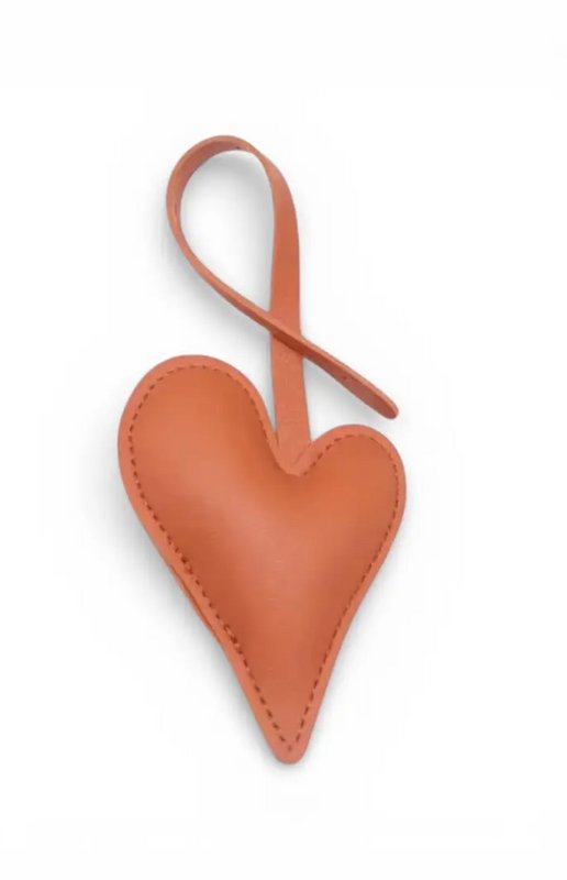 Keychain - heart shaped bag charm - orange