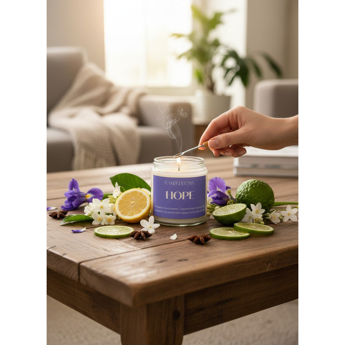 Geurkaars van bergamot, irisbloem en jasmijn - Hope