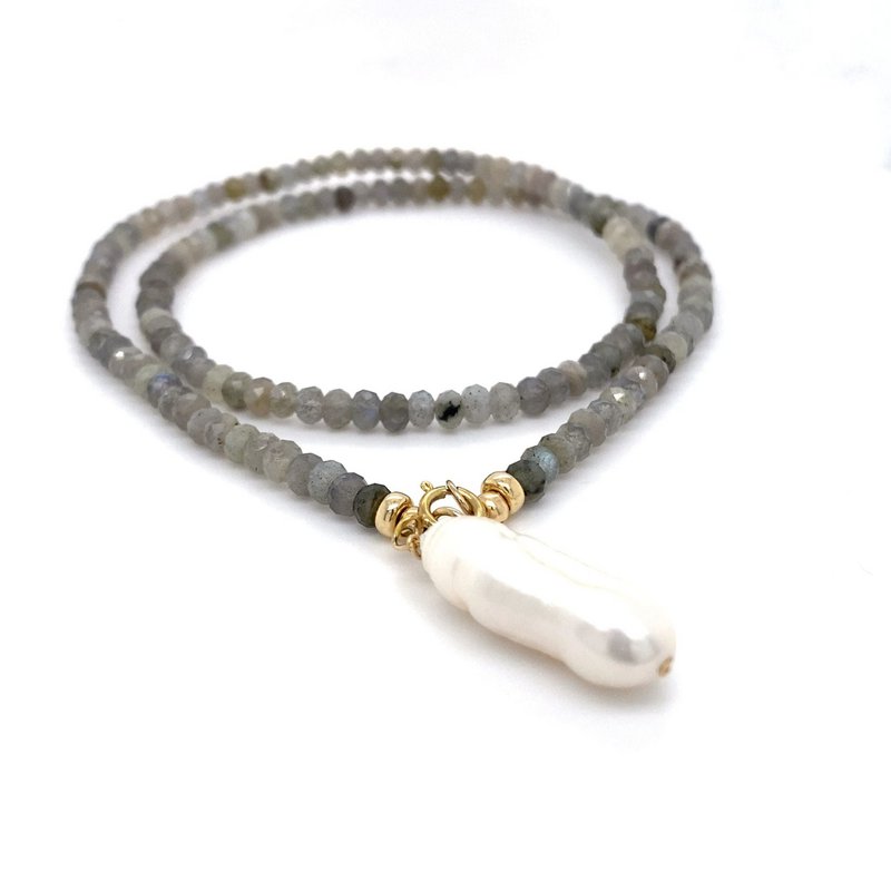 Collier labradorite avec pendentif perle