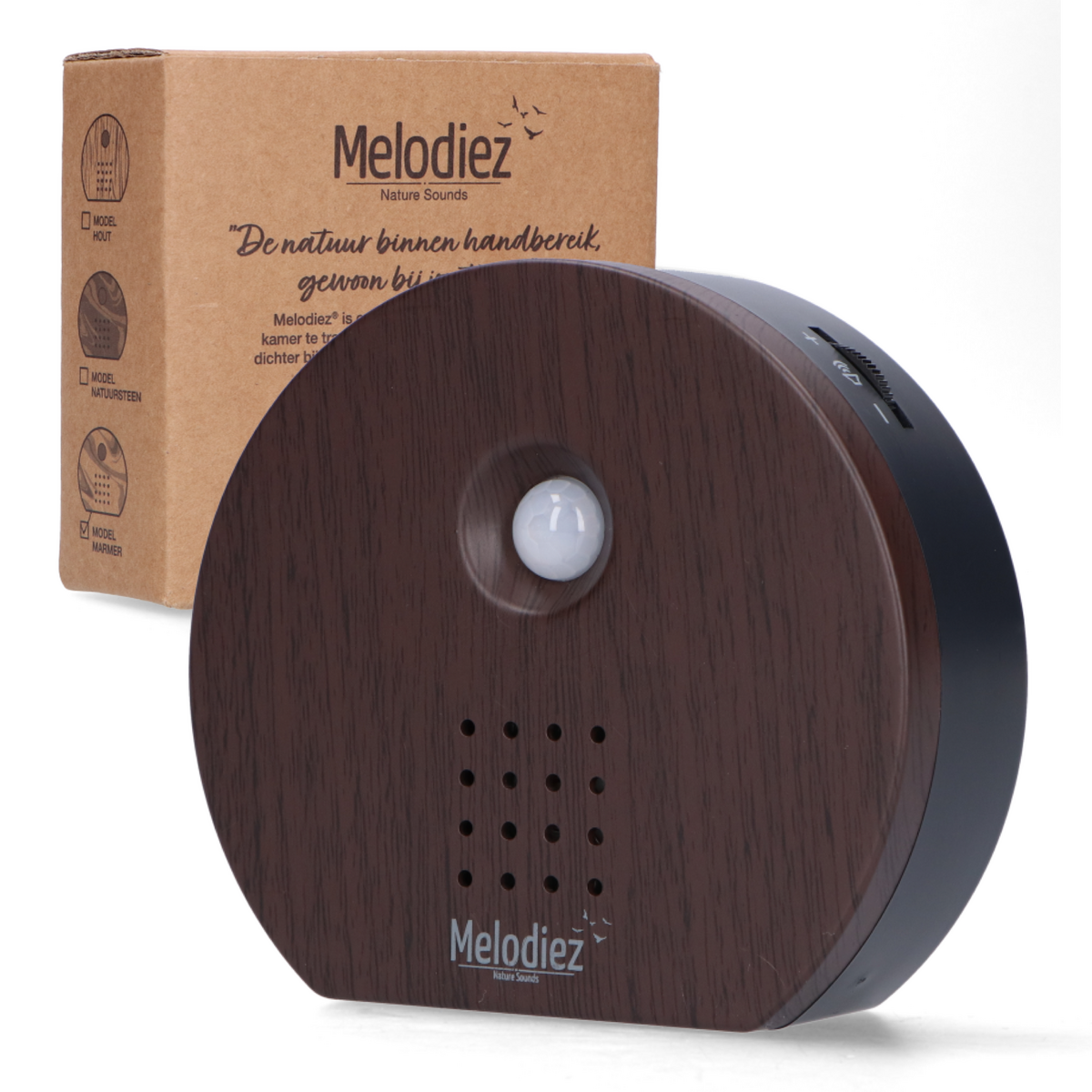 Melodiez Fuglelyde Hus med Sensor - Box Inkl. Batterier og 5 naturlige fugle-, hav- og junglelyde - Fuglehus med lyd - Fuglelydshus til toilettet