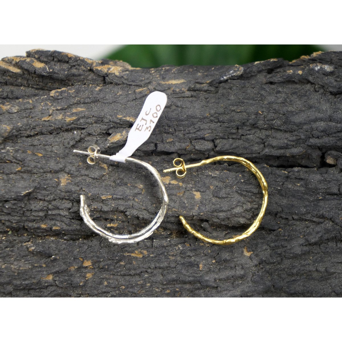 Silver Branch Earrings, Gold-Plated Sterling Silver Jewelry, Hoop Earrings, Gift for Her, Birthday Gift for Women, Handmade Jewelry