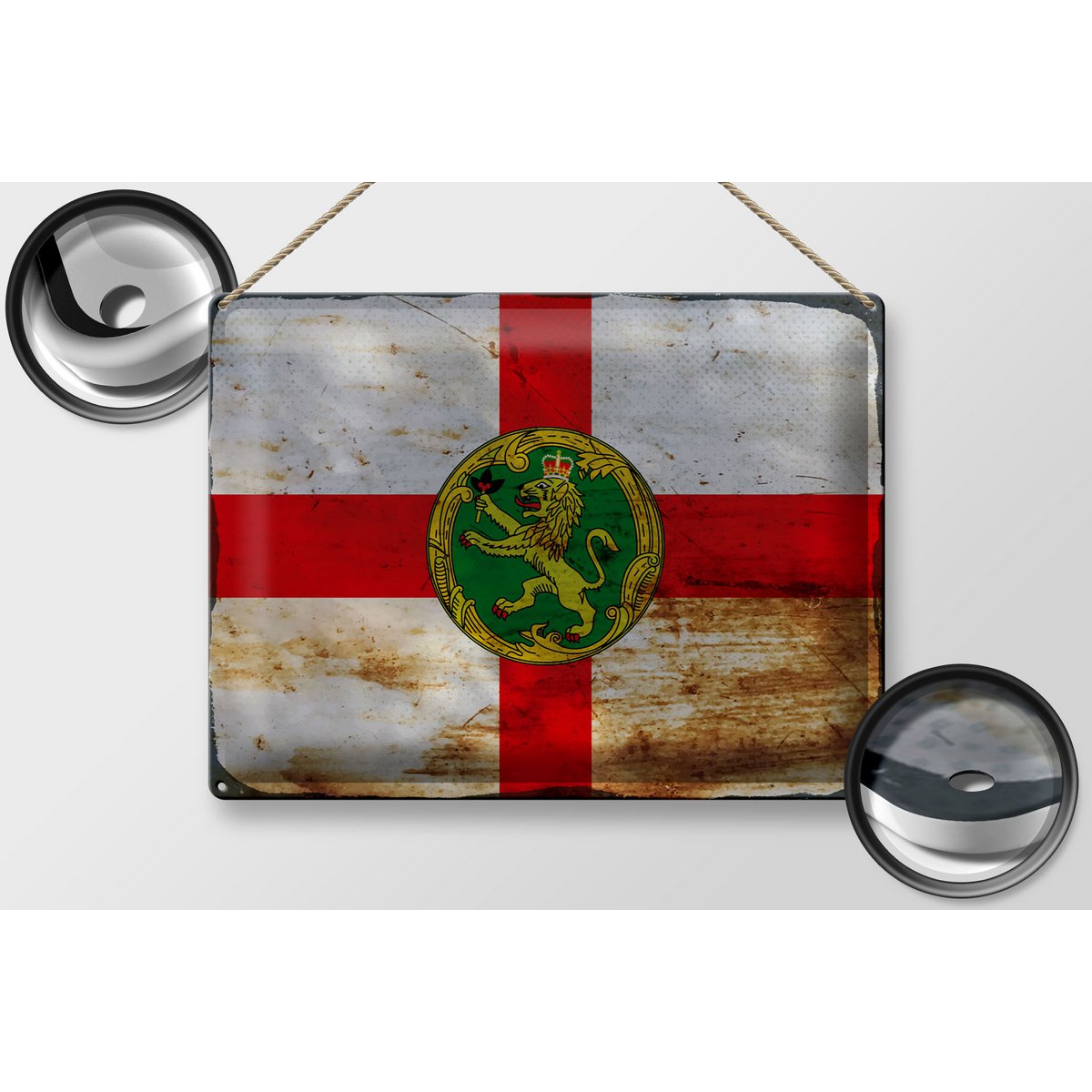 Tin Sign Flag Alderney 40x30cm Flag Alderney Rust