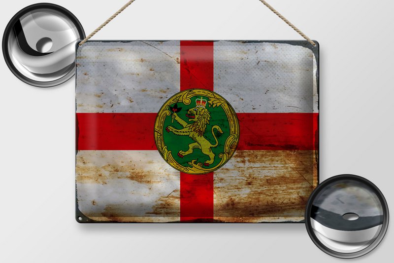 Tin Sign Flag Alderney 40x30cm Flag Alderney Rust