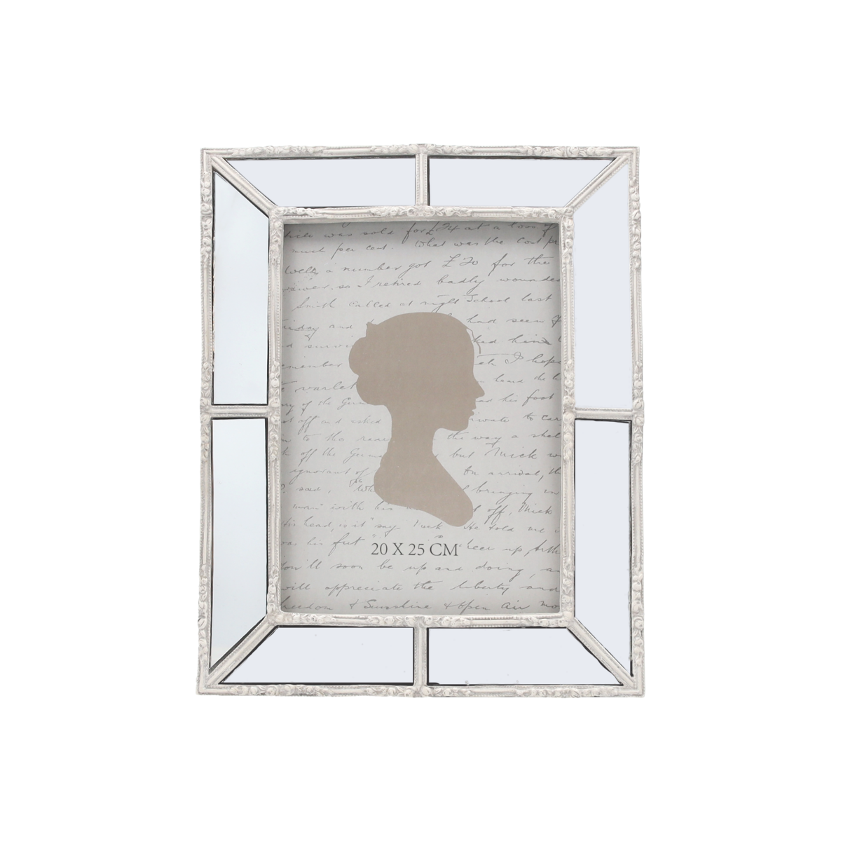 White gray mirrored resin photo frame 24x19 cm