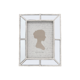White gray mirrored resin photo frame 24x19 cm
