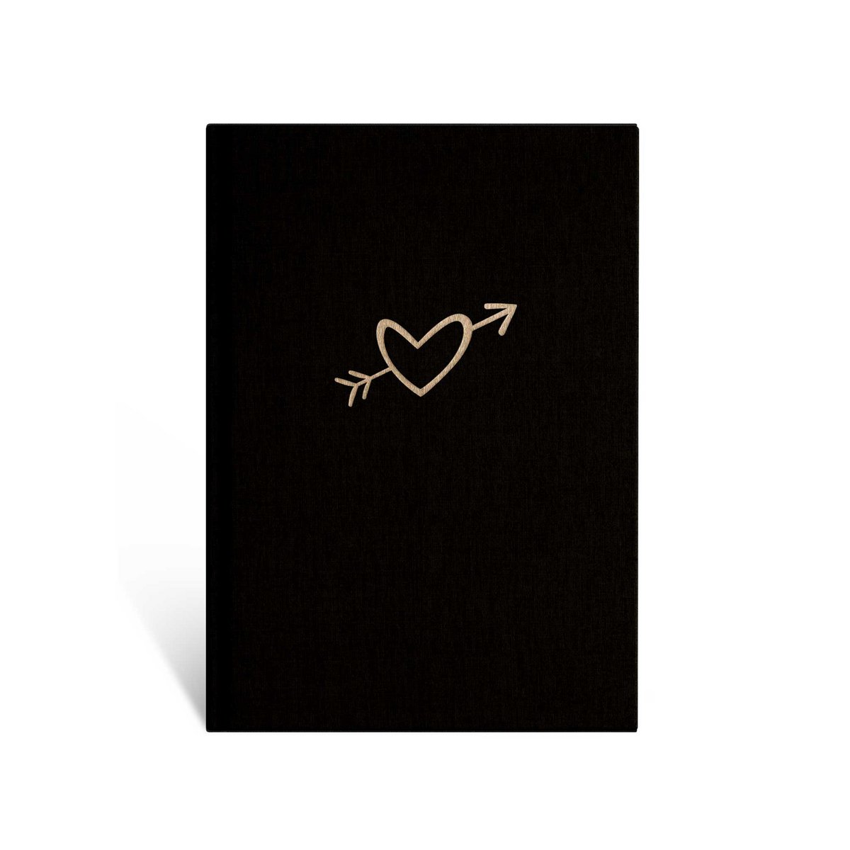 Notebook "Heart", A5, black / gold, linen cover