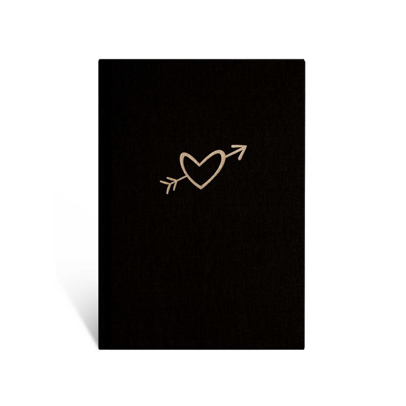 Quaderno "Cuore", A5, nero/oro, copertina in lino