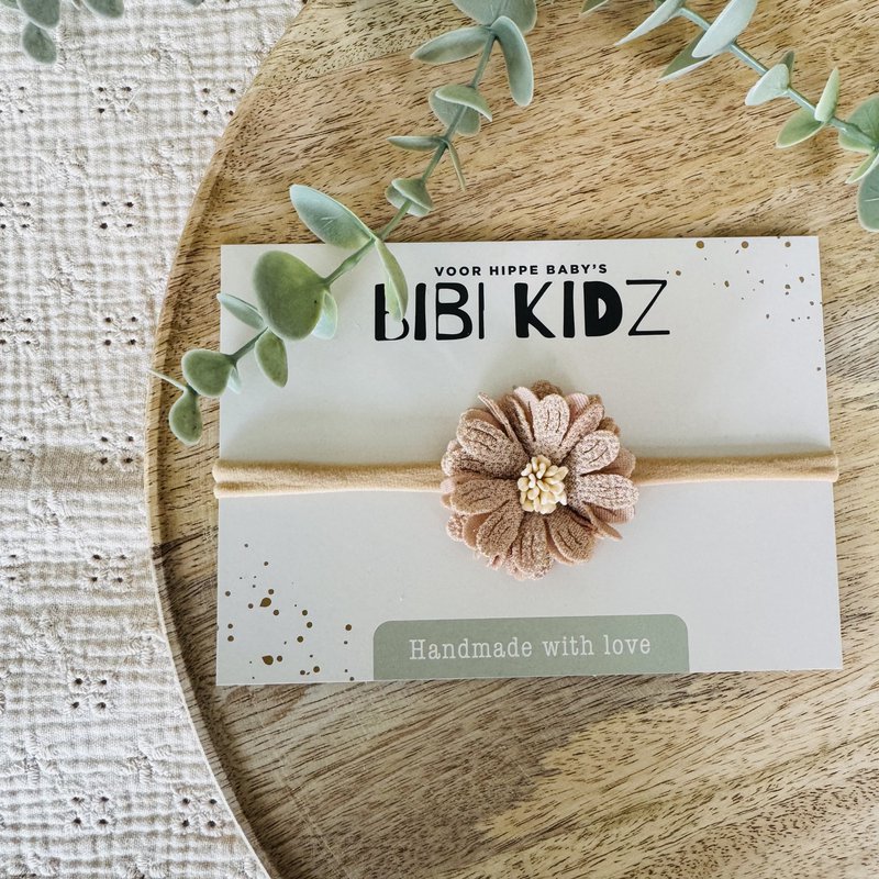 Hair band with large flower brown