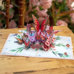 Butterflies on flowers pop-up card