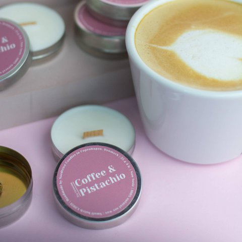 Mini bougies parfumées au soja, Café Pistache (Vanille latte)