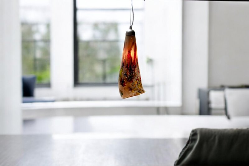 Lampe suspendue Linea multicolore Long | Pendent en verre | Lampe suspendue du design