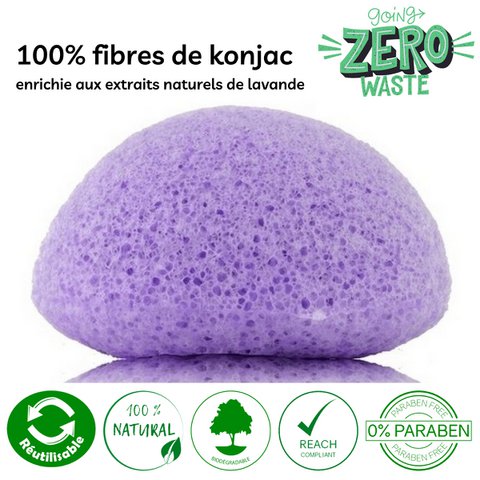 Null Abfall Konjac natürliches Gesicht in Lavendel
