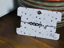 Bracelet Mama Black and white with charm