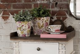 Flowerpot Ø 14x13 cm pink beige ceramic flower flowerpot inside