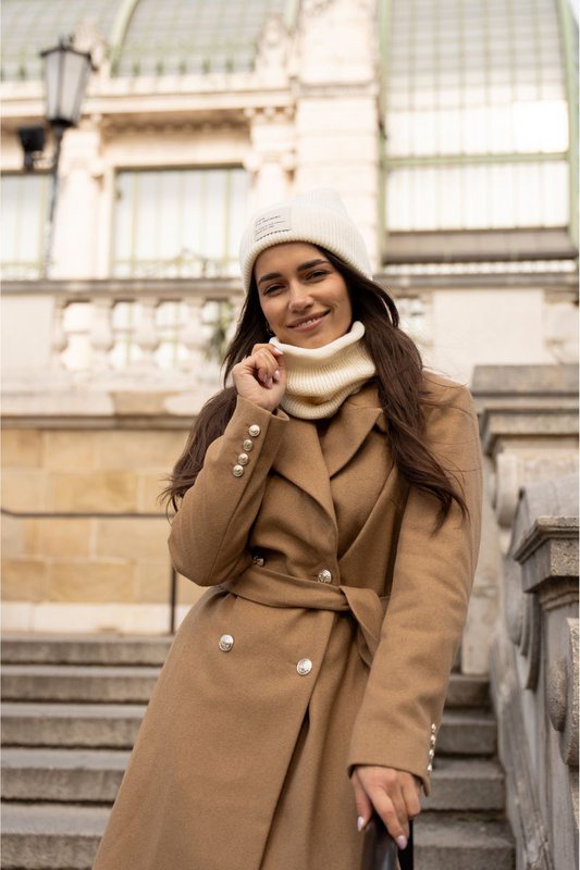 Ensemble bonnet et écharpe BRIGID NEW – 100% laine mérinos – écru