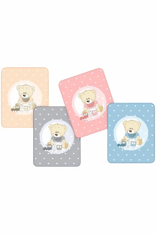 Bedruckte Fleecedecke für Babys, Bär und Zug