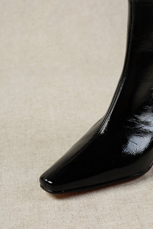 CRANE NOIR – Bottes à talons en cuir Venice haut de gamme