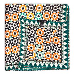 Islamic Art Square Silk Scarf Sabika Green