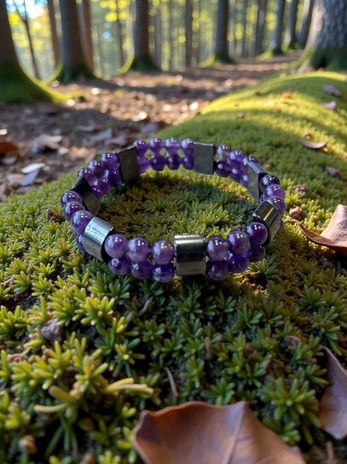 Damenarmband Amethyst 6 mm mit Hämatit