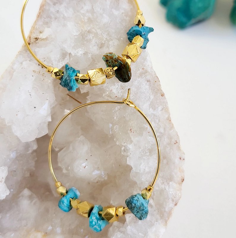 Turquoise hoepel oorbellen