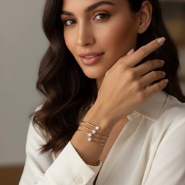 Lunéa - Bracelet rigide avec zircons cubiques plaqué or rose 18 carats