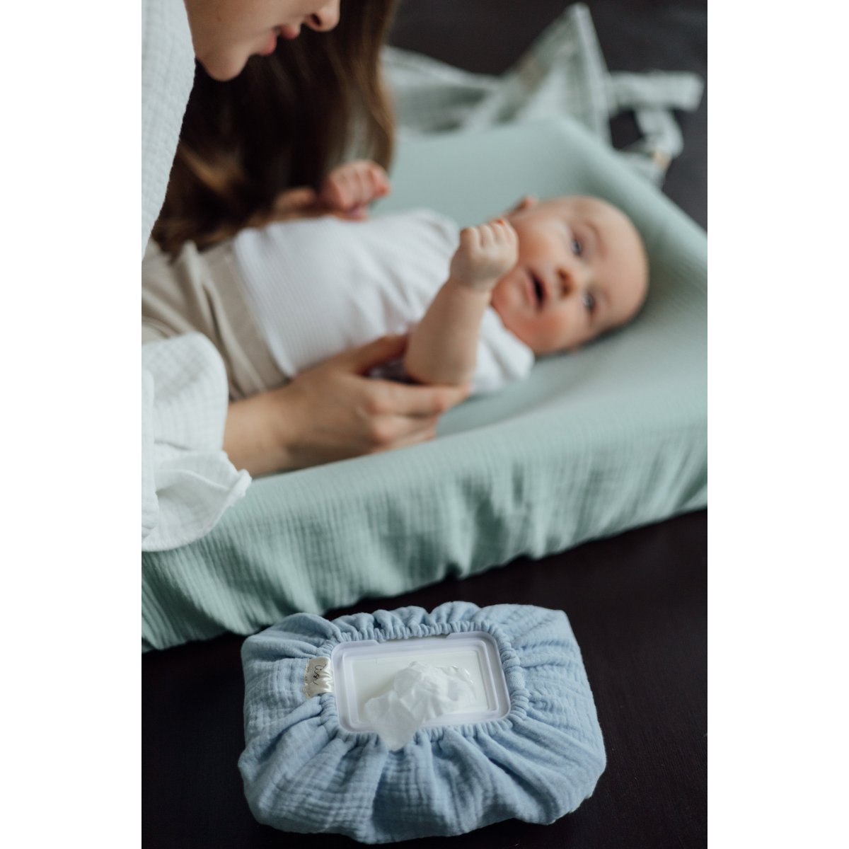 Coperchio del pad che cambia il pannolino Tisu, blu del bambino