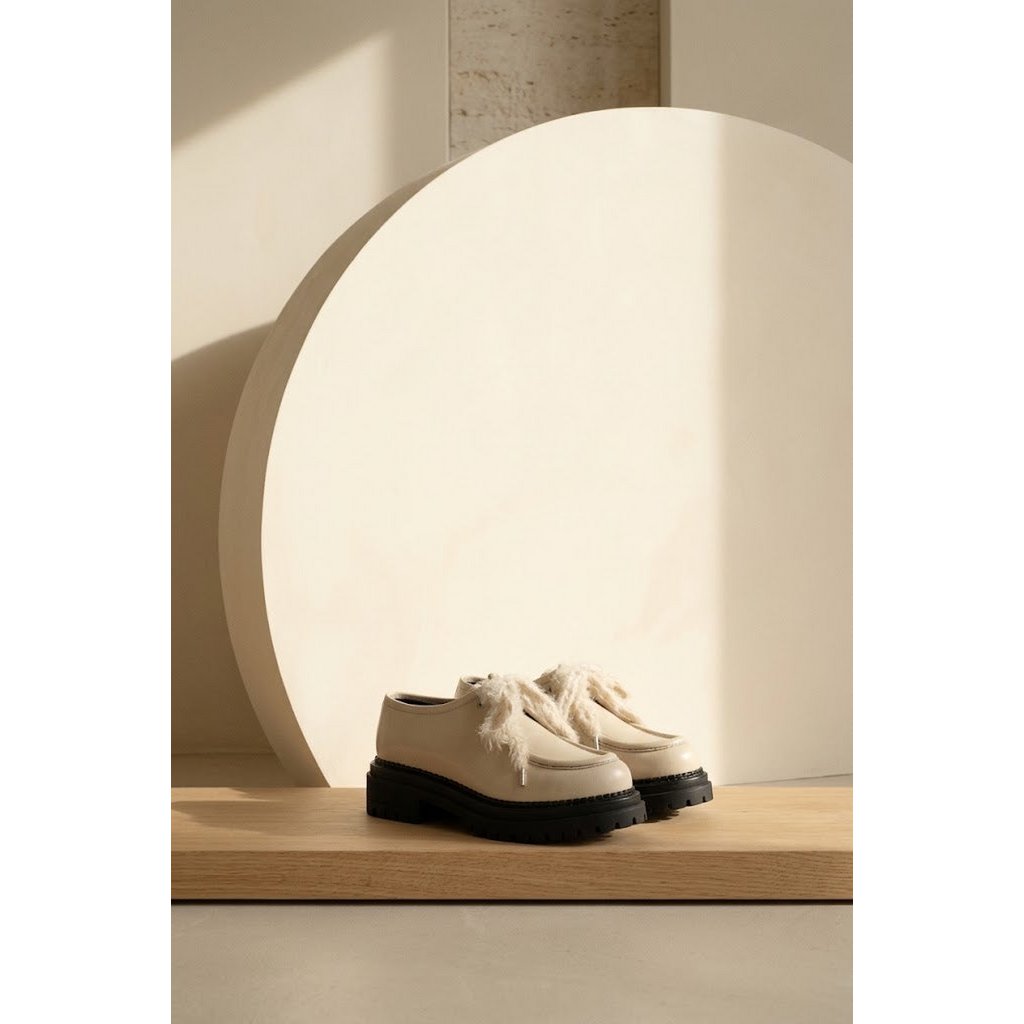 ODDA ALIAS LATTE – Leren dikke loafers met platformzool