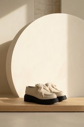 ODDA ALIAS LATTE – Leren dikke loafers met platformzool
