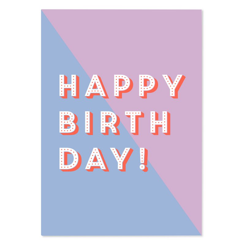 Verjaardagskaart “Happy Birthday” – moderne ansichtkaart met neon