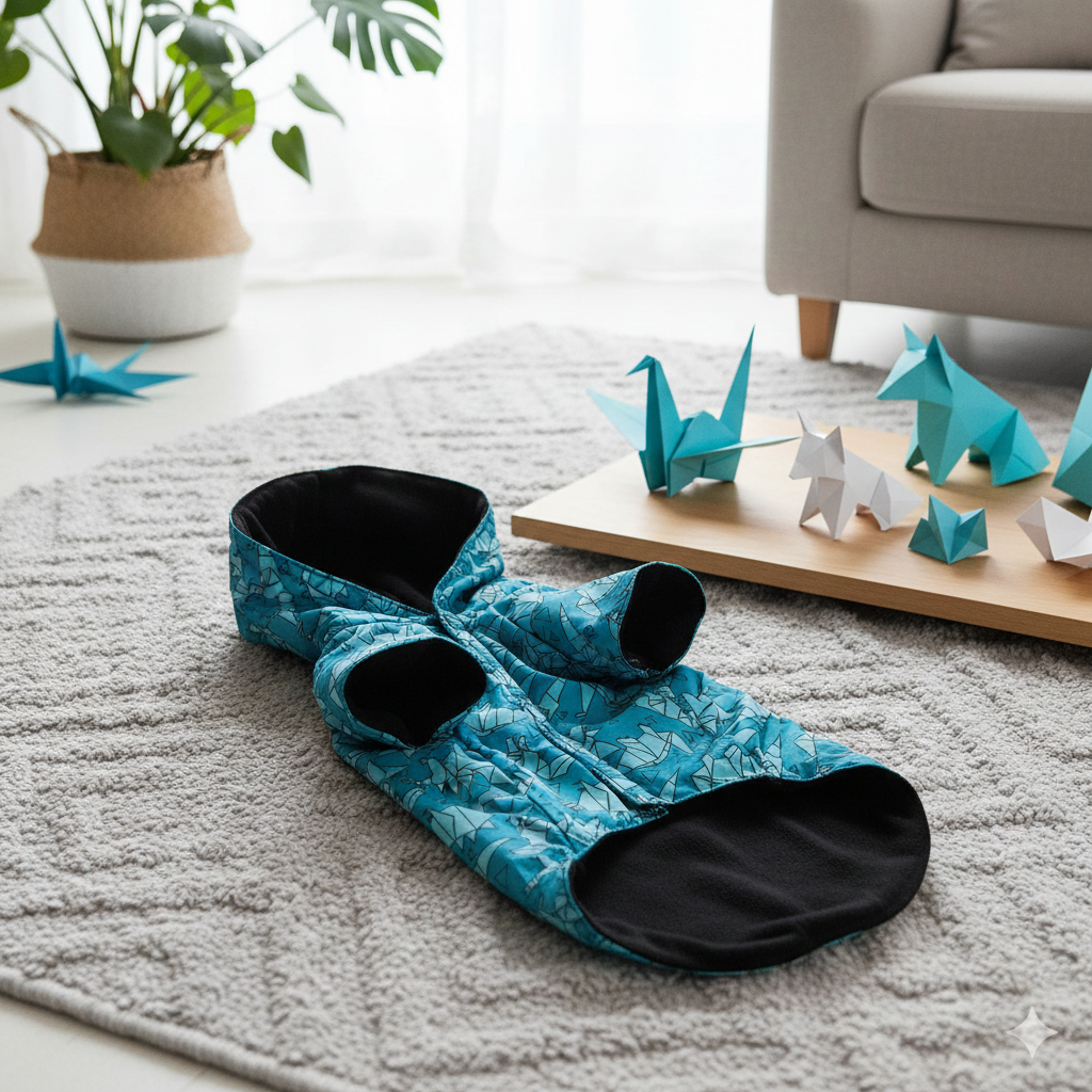 Alpha Dog Origami Print Blue Waterproof Jacket (5-Pc Set)