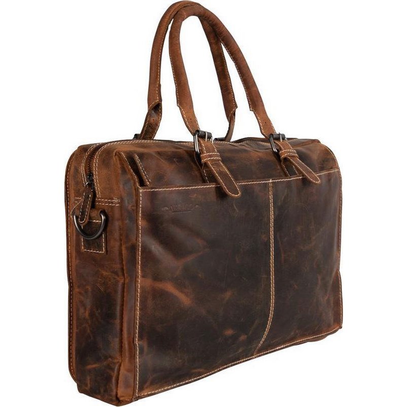Bolso de hombro de búfalos con manijas Cognac Arrigo