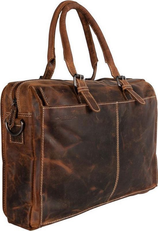Buffaloing skuldertaske med håndtag Cognac Arrigo