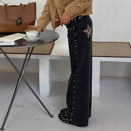 Leopard Print Five-pointed Star Deconstructing Jeans For Women