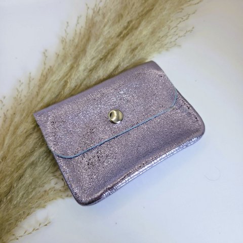 Mini-Geldbörse in Metallic-Flieder