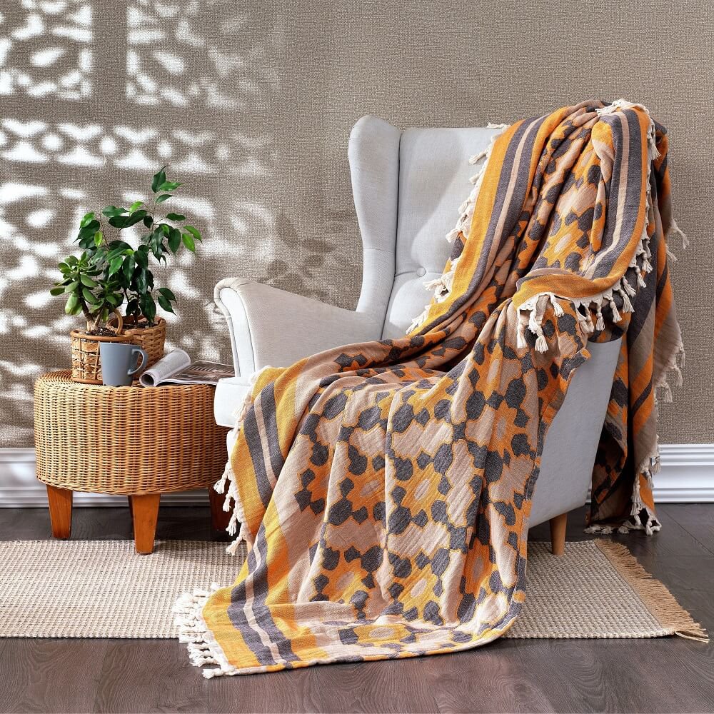 Leyla zachte katoenen jacquard sprei