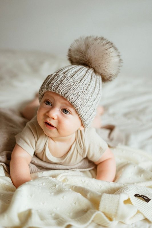 Czapka OLLO BABY – 100% wełny merino - beżowy