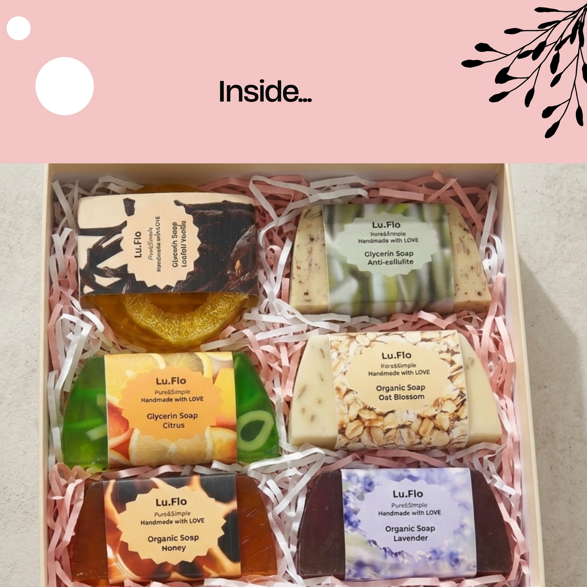 Set de regalo Jabón Artesano de Glicerina (6×100 g)