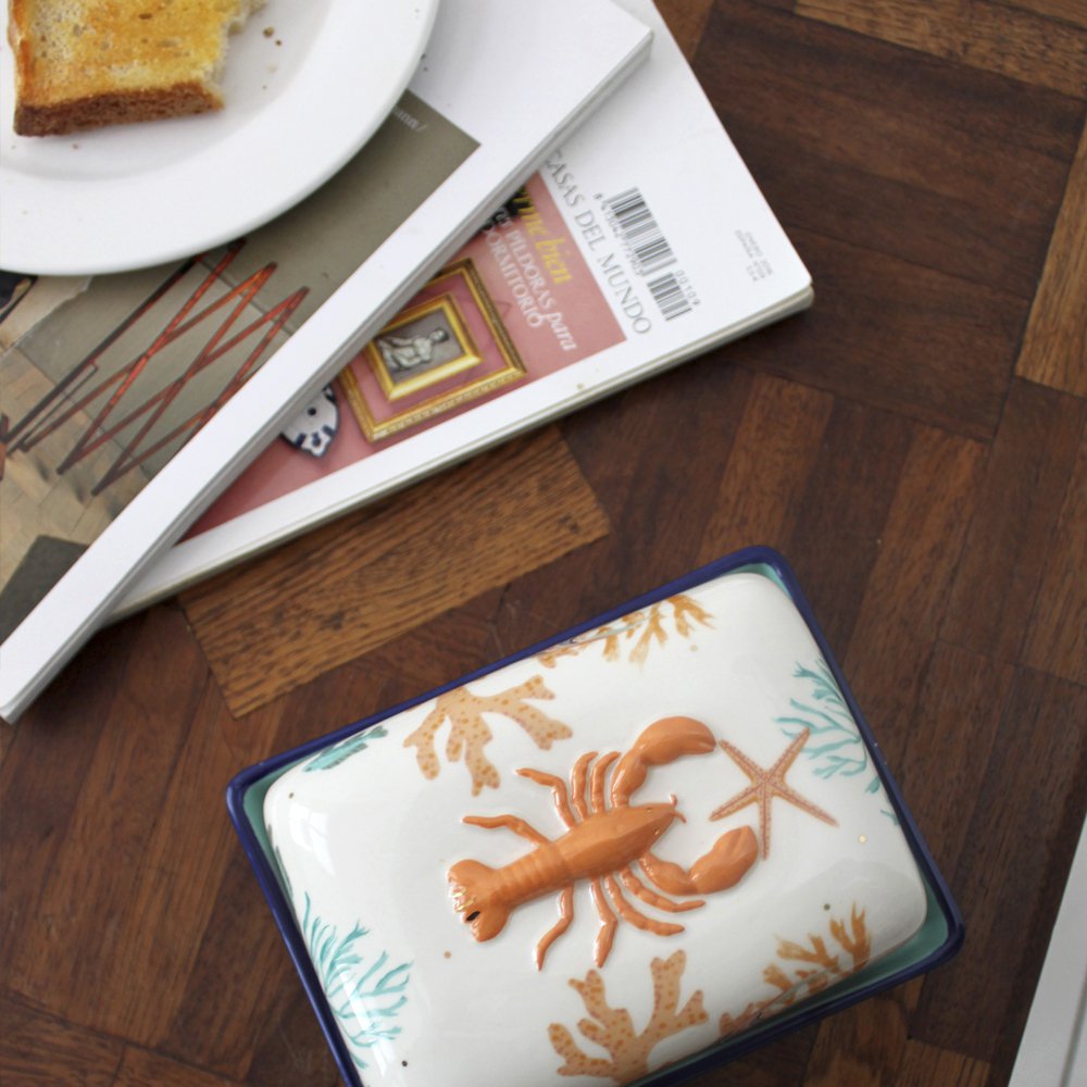Coral Lobster Butter Dish