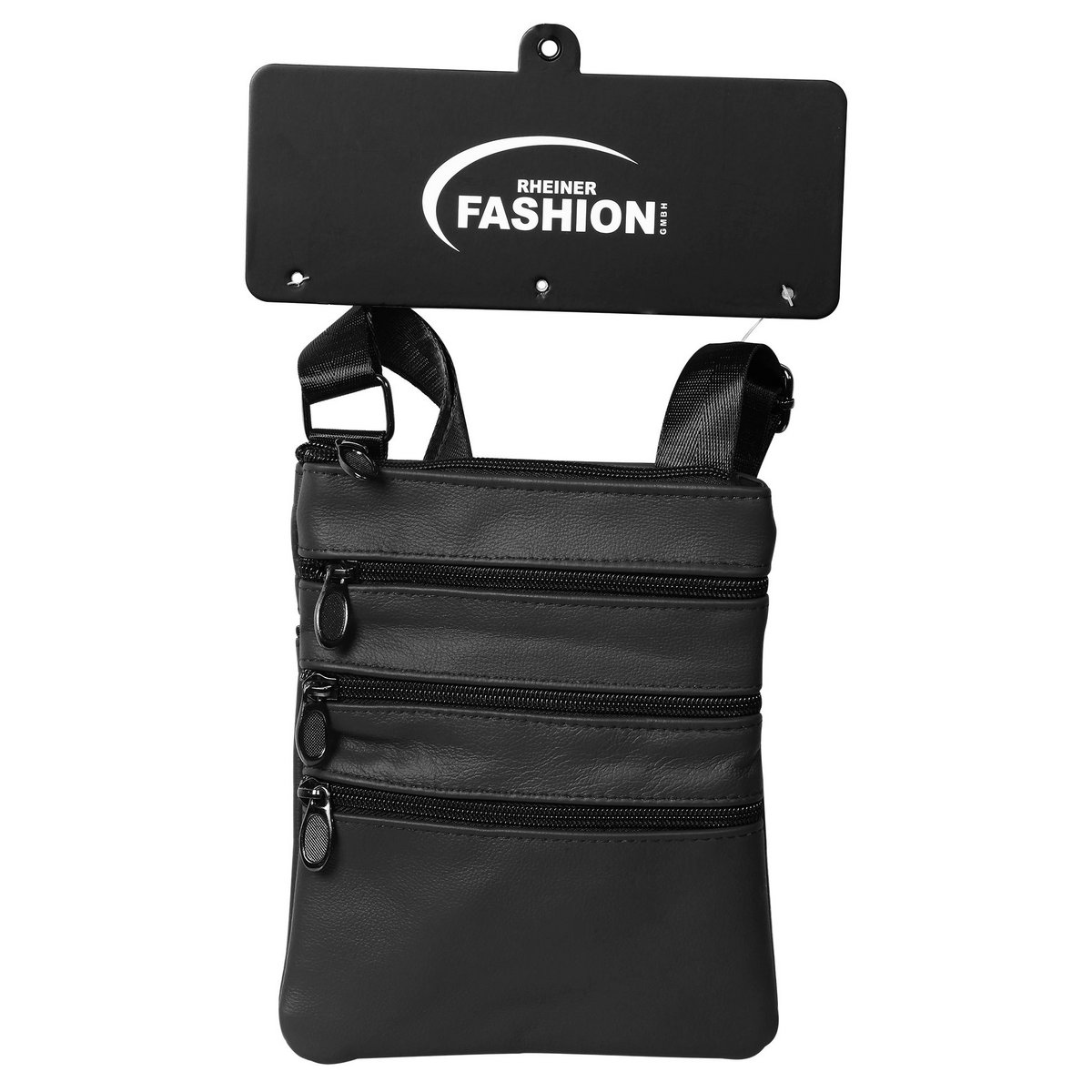 Sac à bandoulière en cuir véritable, unisexe, noir