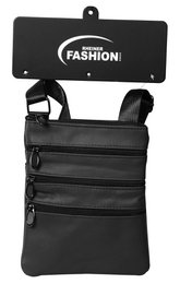 Borsa a tracolla in vera pelle, unisex, nera