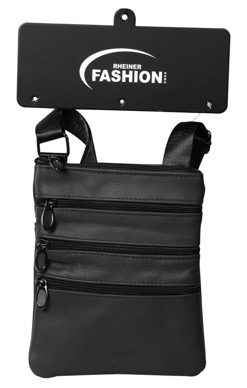 Borsa a tracolla in vera pelle, unisex, nera