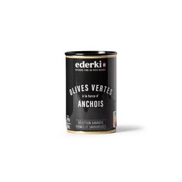 Olives stuffed with anchovies, 300g. Green olives stuffed with savory anchovies, perfect for snacking or adding to dishes.