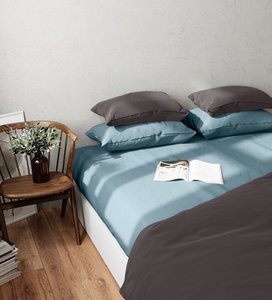 Blue Portobello cotton percale pillowcases x2