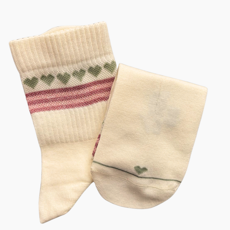 Glitzersocken mit Herzchenkette - Matcha Rose