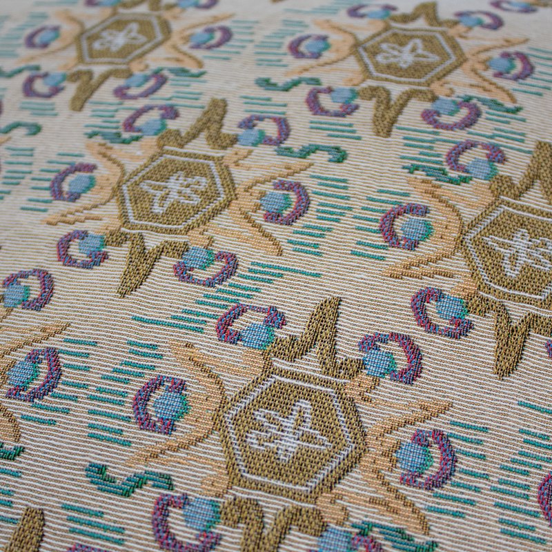 NIN-NIT Cojín Soleil Classiques | cojín decorativo con estampado de naturaleza soleada y hojas | 100% algodón tejido | verde | azul | ocre | beige | blanco | morado | multicolores | 50x50cm