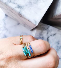 R0982 Angst Ring Palm Vintage Lila Perlen Vergoldet