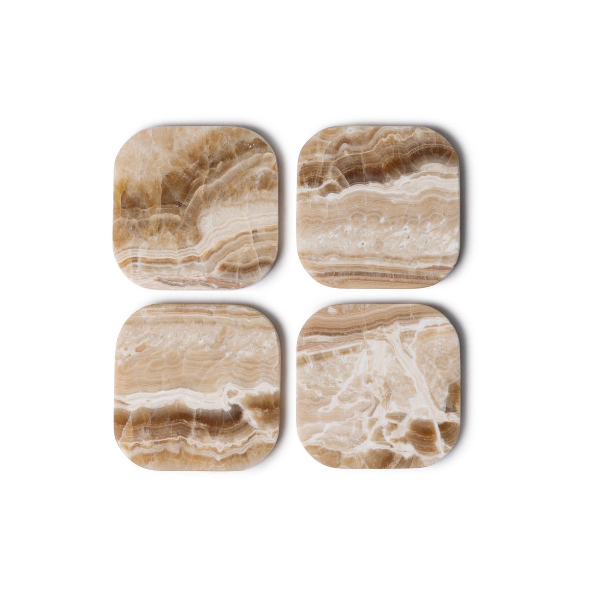 Marmor -Untersetzer - Bio - Sandal Onyx - Set von 4 Teilen - 10x10x1cm