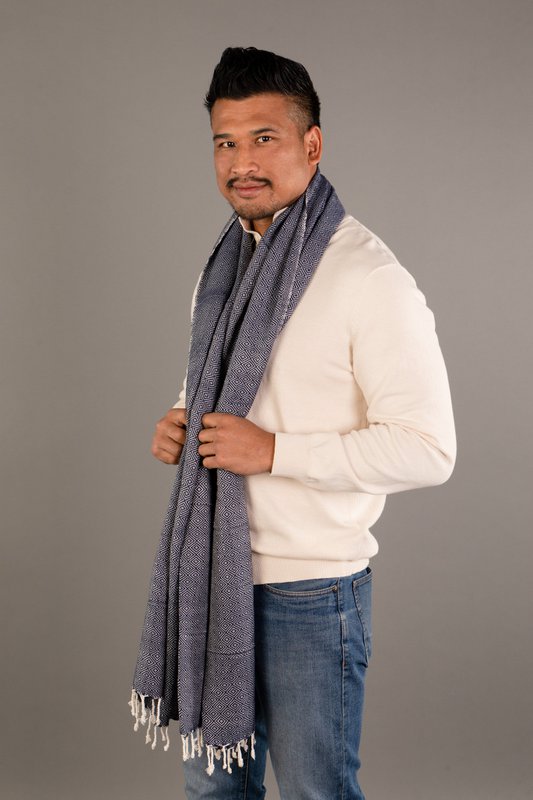 Le Grand Krama Thick Warm Navy Blue - Men