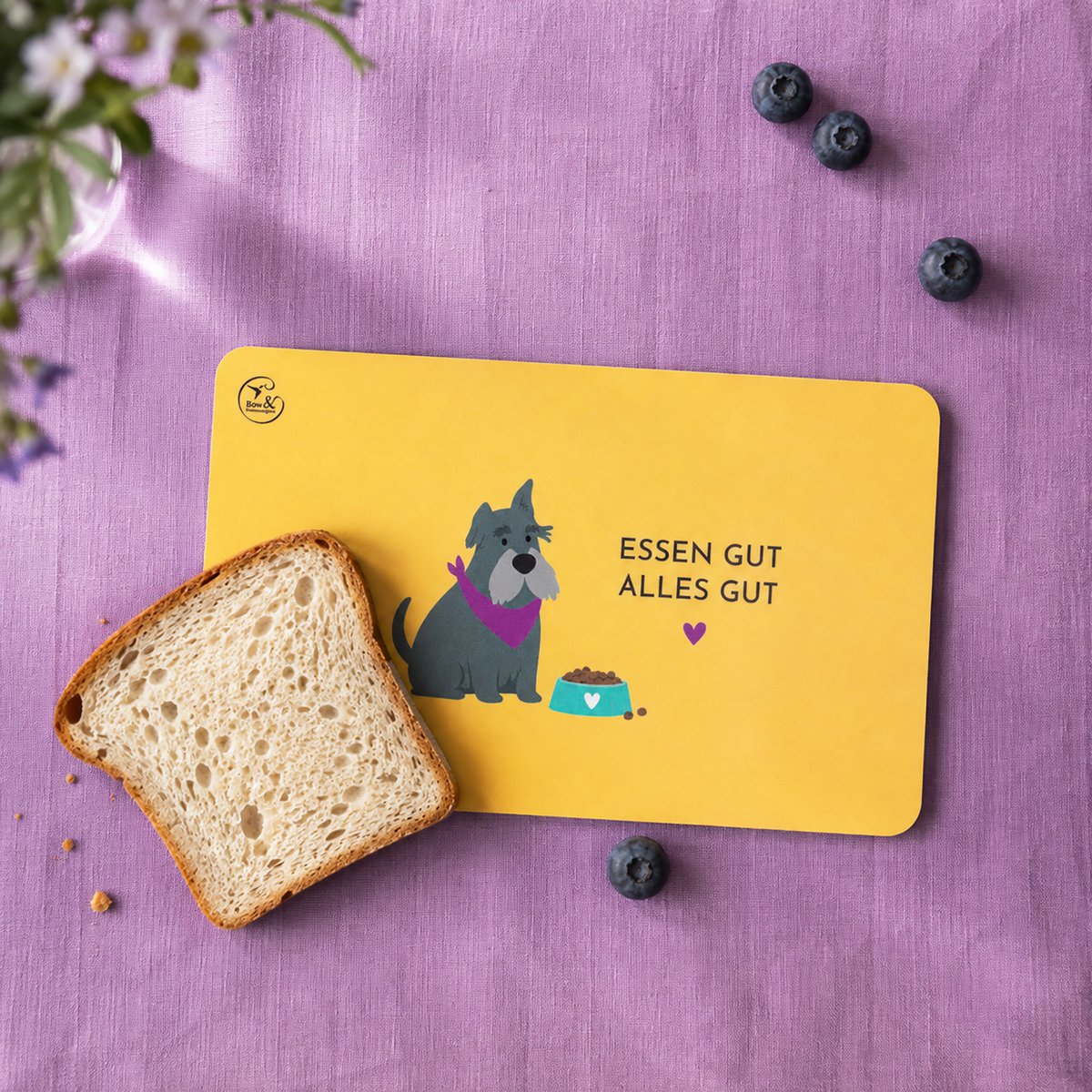 Planche petit-déjeuner mélamine chien « Bien manger, tout est bon »